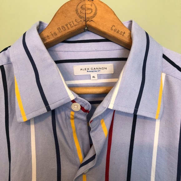 Alex Cannon Striped Multi Color Button Down Shirt - Picture 3 of 8